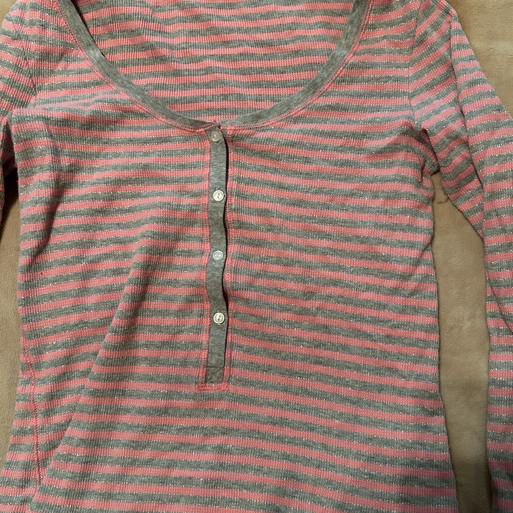 Victoria's Secret Pink and Gray Striped Women Pajama Set XS - Picture 2 of 6